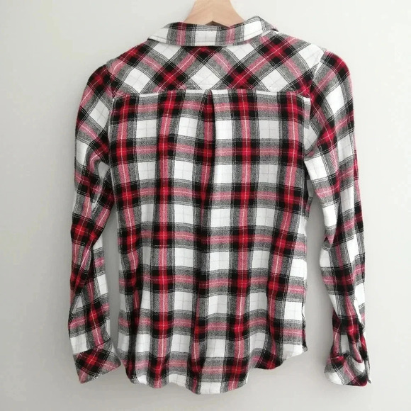 Rails Hunter Plaid Button Up Black White Red Brushed Rayon Small (XS/S) - Picture 4 of 15